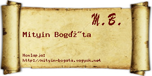 Mityin Bogáta névjegykártya